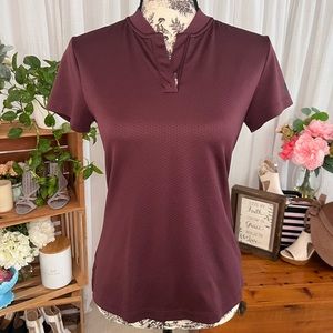 Nike Golf Maroon Dry Fit Zip Collar Golfing Shirt